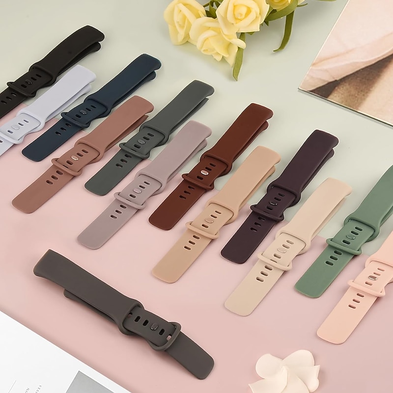 4 Pack 3 Pack 2 Pack Smart Watch Band Compatible with Fitbit Charge 5 Silicone Smartwatch Strap Adjustable Sport Band Replacement  Wristband4