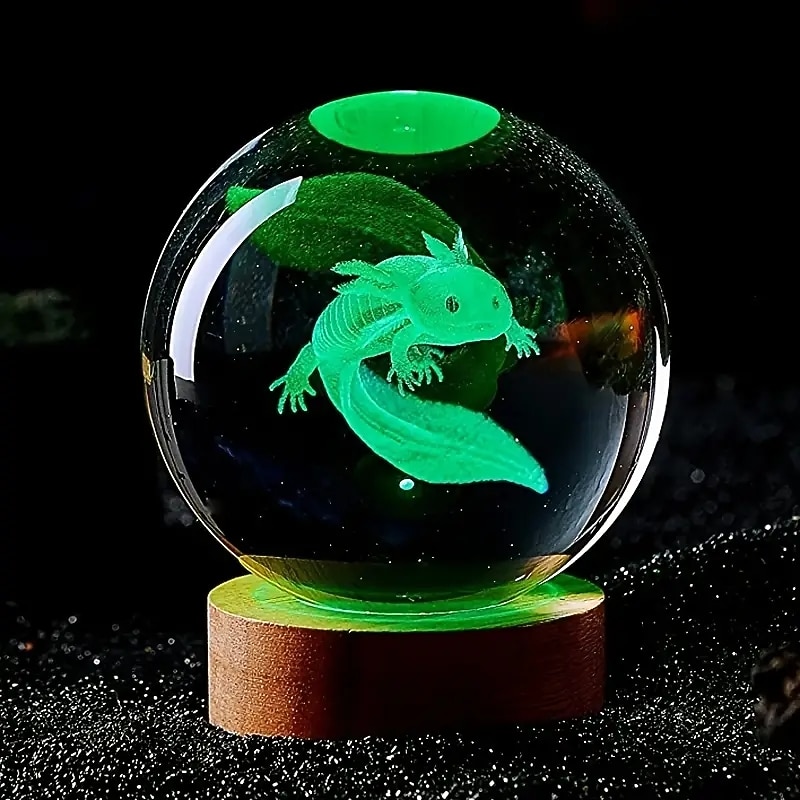 3D Axolotl Laser Engraved Crystal Ball Lamp Multi-coloured Night Light Send To Girlfriend Classmate Wife Children Creative Birthday Gift Glass Ball Living Room Bedroom Home Decoration4