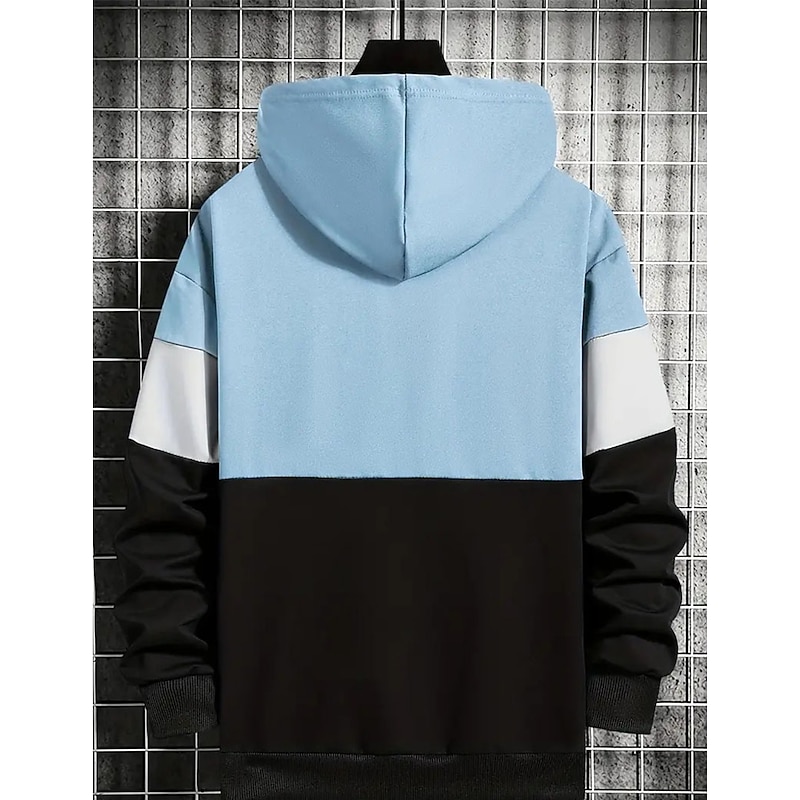 Men's Hoodie Khaki Dark Gray Coffee Light Blue Hooded Color Block Patchwork Sports & Outdoor Daily Holiday Streetwear Cool Casual Spring &  Fall Clothing Apparel Hoodies Sweatshirts  Long Sleeve2