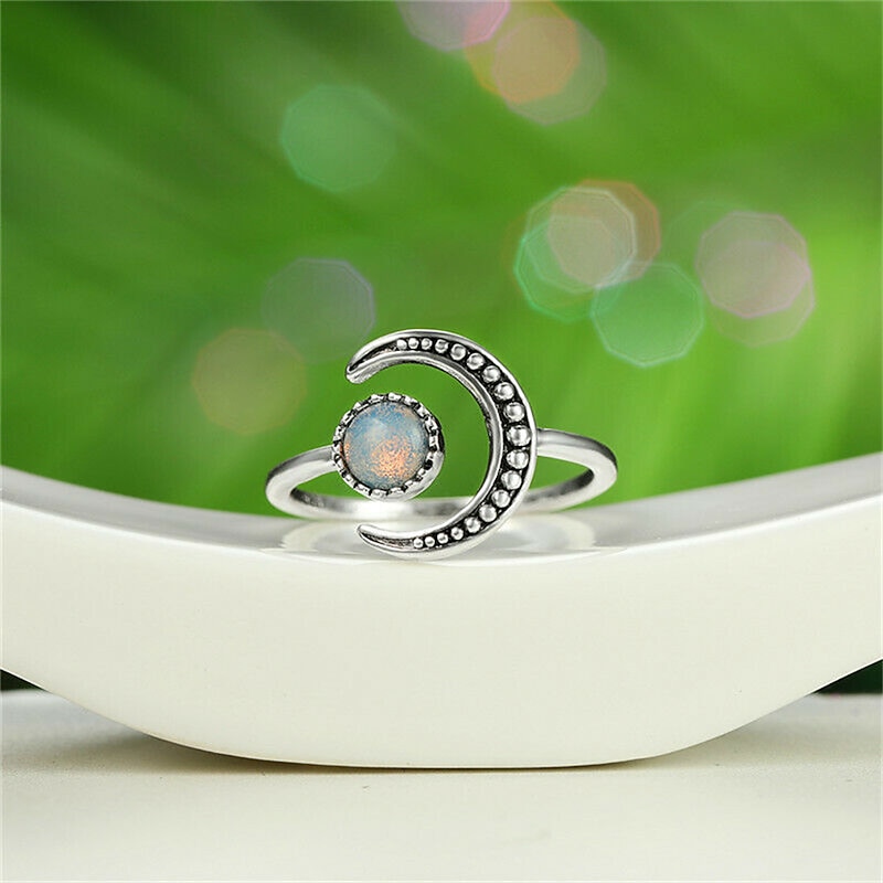 1PC Ring Adjustable Opening For Women's Alloy Retro Moon Daily4