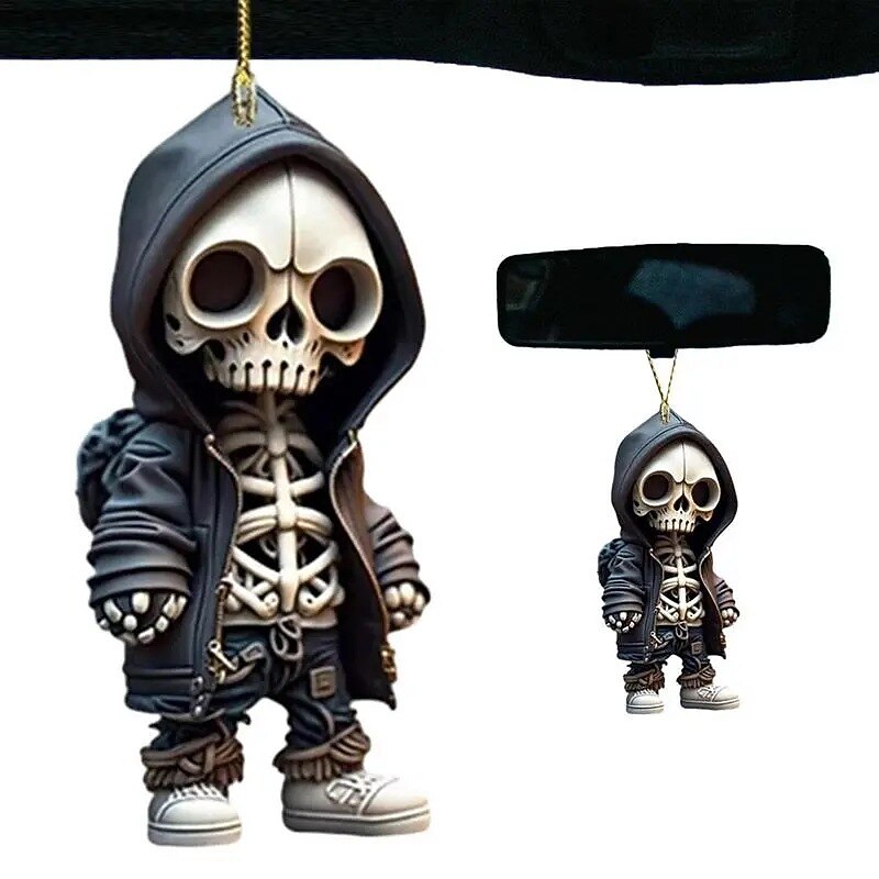 Halloween Skeleton Pendant, Car Rearview Mirror Ornament, Acrylic Car Suspension Interior Decoration Pendant4