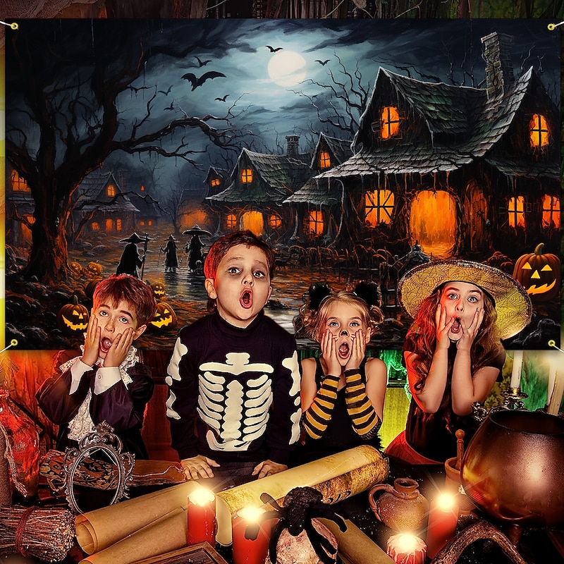 Halloween Pumpkin Hanging Tapestry Wall Art Large Tapestry Mural Decor Photograph Backdrop Blanket Curtain Home Bedroom Living Room Decoration Hunted House Bat Halloween Decorations 5