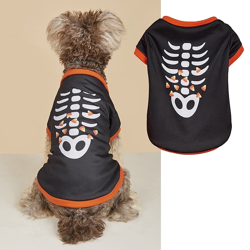 Dog Cat Shirt / T-Shirt Fashion Cool Breathable Soft Washable Comfortable Halloween Outdoor Casual Daily Dog Clothing for Bichon Frise Pomeranian Baby Pet Papillon Small4