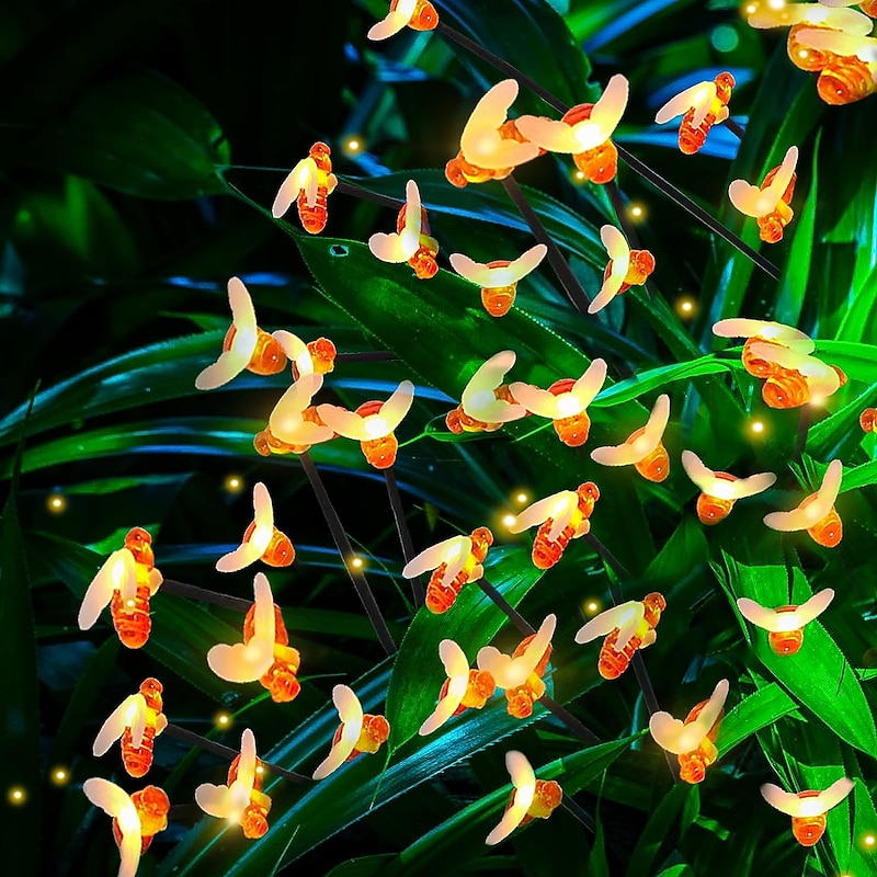 2PCS Solar Firefly Garden Lights, 8/10 LEDs Waterproof Outdoor Garden Lights with 2 Lighting Modes IP65 Swaying Lights for Christmas, Yard, Patio, and Walkway Decoration4