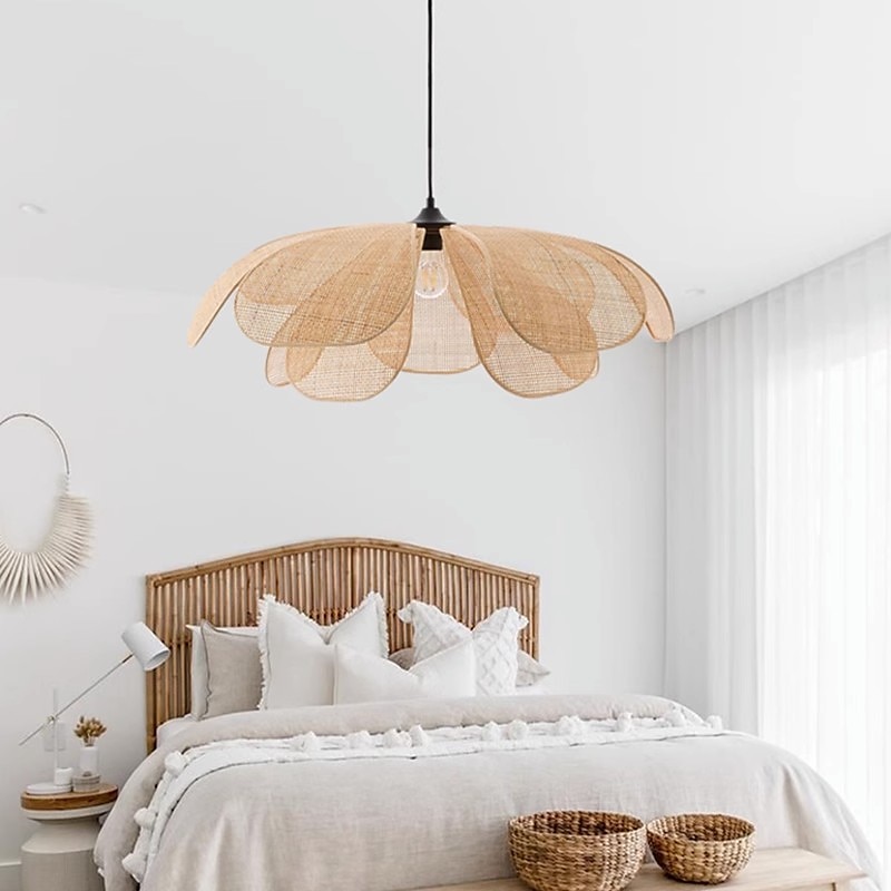 Traditional Bamboo Pendant Lamp Creative Handmade Pendant Light 60cm Retro Bamboo Suspension Lamp Woven Hanging Lamp Wicker Lampshade Hanging Light Fixture for Dining Table,Restaurant 110-240V