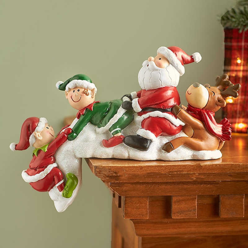 Cute Christmas Figurines Crafts Resin Ornaments,Tabletop Party Indoor Decoration,House Decor - Santa Claus