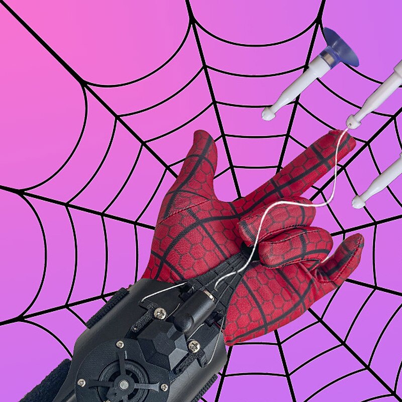 Spider Man Launcher Spinning True Genuine Gloves Automatic Thread Takeup Spider Spinning Black Technology Children's Toys halloween gift