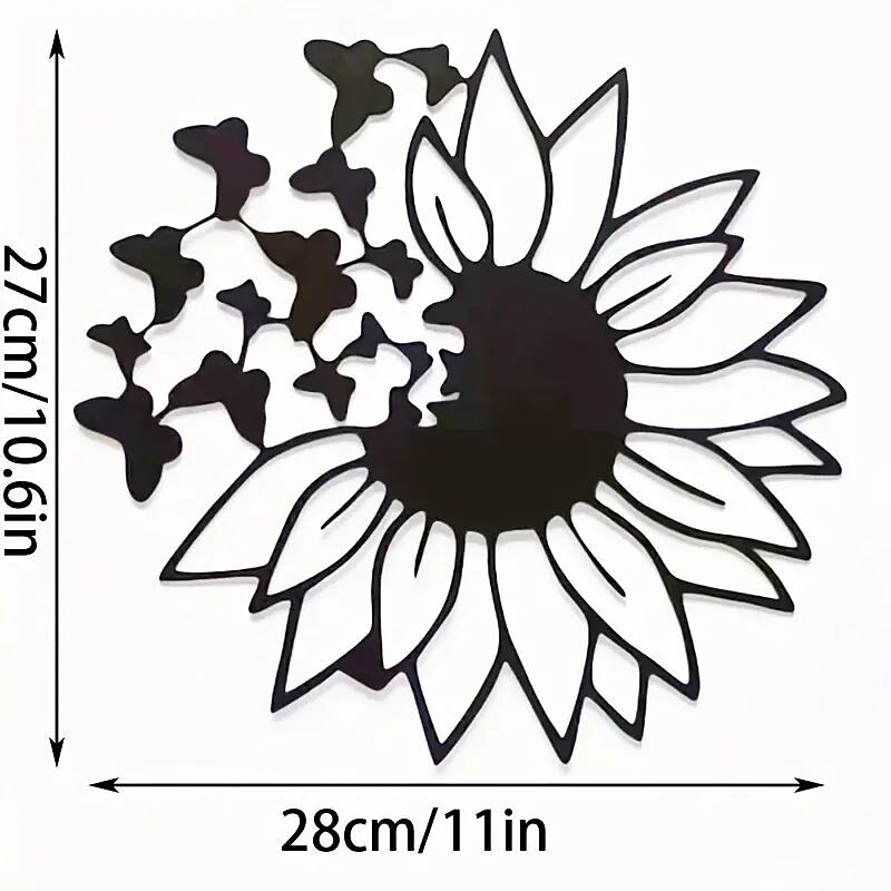 Modern Butterfly Sunflower Metal Wall Decor Tree of Life Metal Wall Art Bird Ornament Home Bedroom Living Room Window Decoration2