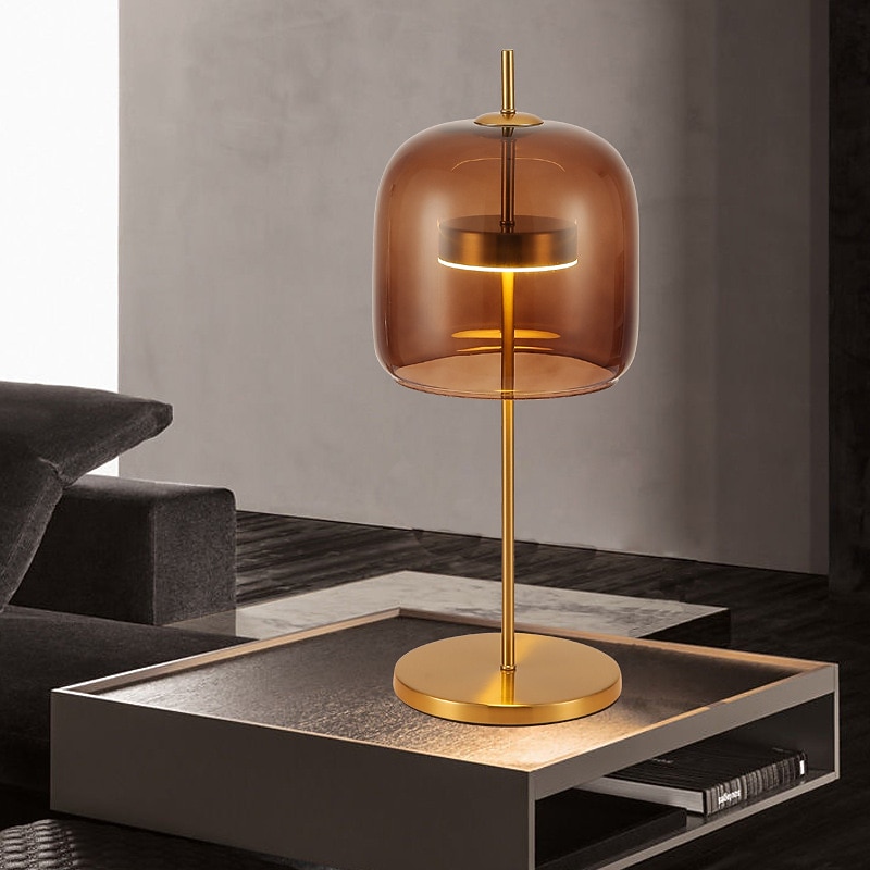 Modern Led Table Lamp with Glass Lampshade Simple Bedroom Bedside Desk Lights Nordic Creative Glass Home Decorative Table Lamps 110-240V4