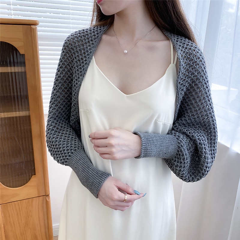 Shawls Women's Wrap Bolero Pure Casual Daily Long Sleeve Knitwear Wedding Wraps With Pure Color For Daily Fall3