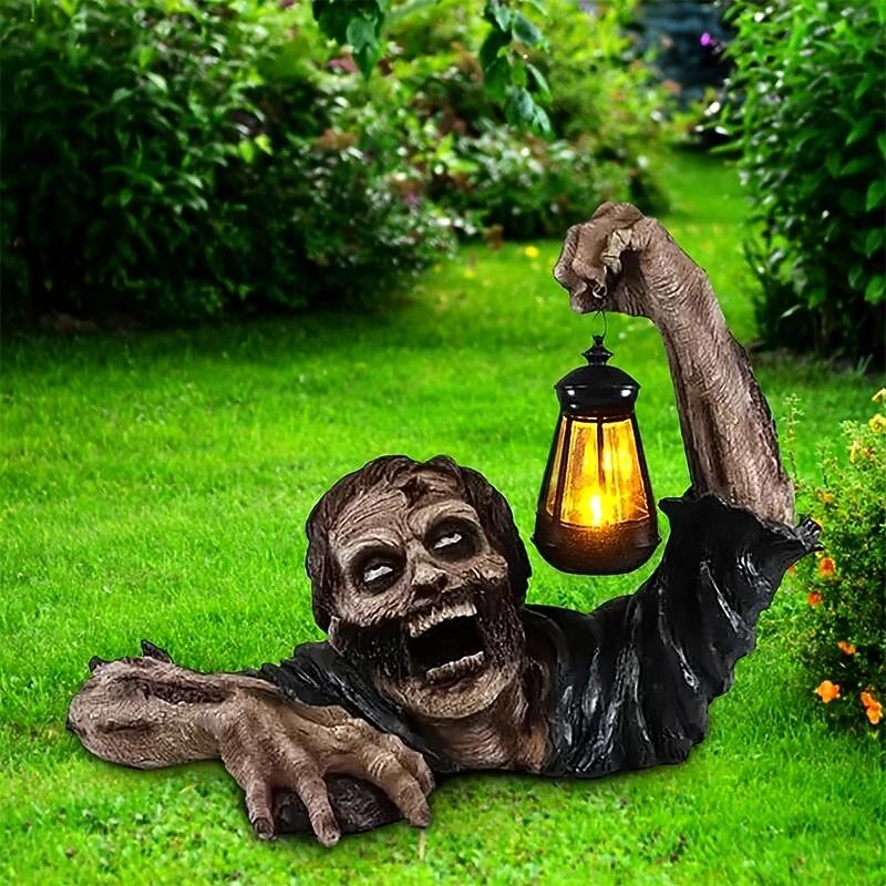 Spooky Halloween Zombie Hand Light Ornaments Resin Crafts for Horror Statues and Garden Decorations2