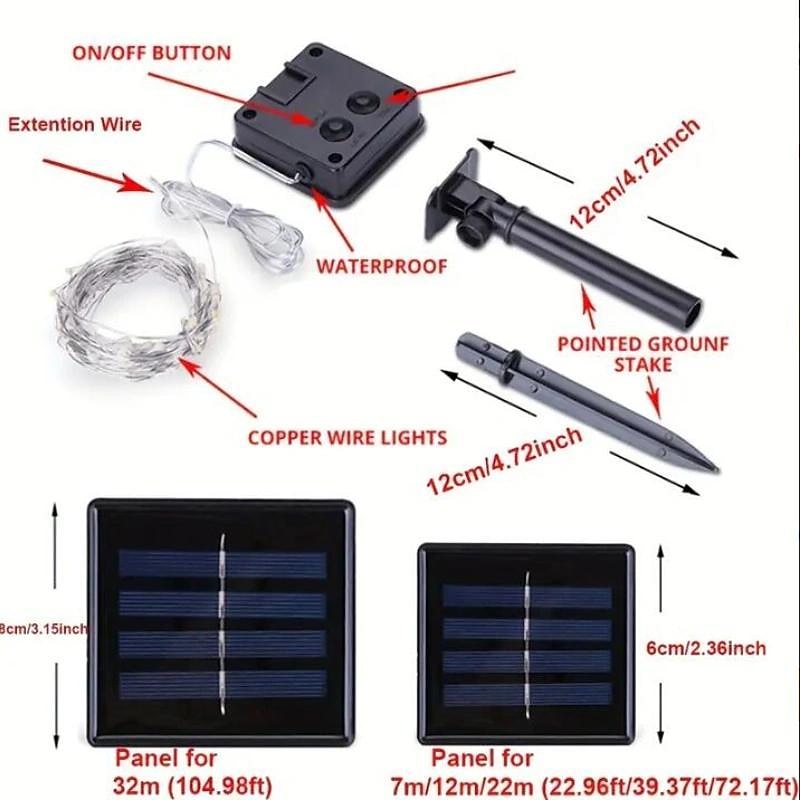 10M-100Leds/20M-200Leds/30M-300Leds Solar Copper Wire Light String Outdoor Waterproof Garden Decorative Lights Christmas Festival Lights Remote Control Solar Lights4
