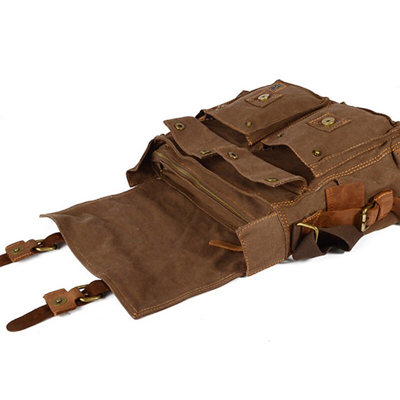 Men's Crossbody Bag Messenger Bag Crossbody Bag Canvas Cowhide Outdoor Going out Dark Gray ArmyGreen Charcoal black2