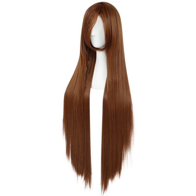 100cm Brown Wig for Women Girls Cosplay Straight Wig with Bangs Synthetic Hair Wig Costume for Anime Carnival Party4