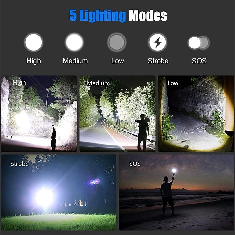 Flashlights High Lumens Rechargeable, 120000 Lumen Flashlight xhp160 Zoomable Brightest Flashlight, with 5 Modes Waterproof LED Tactical Flashlight for Emergencies Camping4
