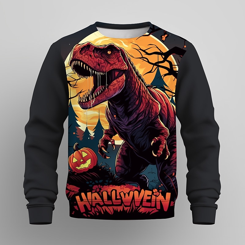 Boys 3D Animal Pumpkin Dinosaur Sweatshirt Long Sleeve 3D Print Summer Fall Fashion Streetwear Cool Kids 3-12 Years Outdoor Halloween Casual Regular Fit3