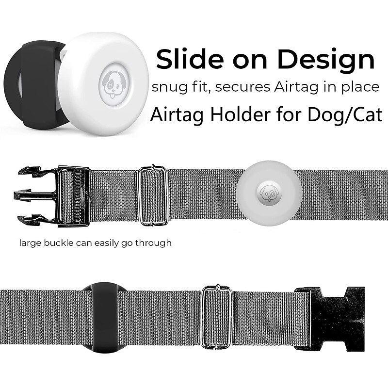 Airtag Dog Collar Holder , Silicone Waterproof Protective Air Tag Cat Collar Cover, Anti-Lost Locator Case for Apple Airtags Compatible with Pet Collars Loop Dogs Cats & Pets Accessories 6