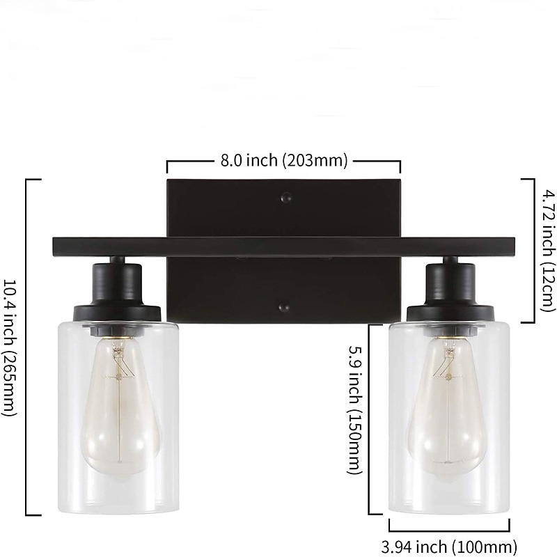 Bathroom Vanity Light Fixture, Matte Black Gold Finish Wall Sconce, Modern Wall Sconce with Bubble Glass Shade, Vintage Wall Sconce, For Mirror, Living Room, Bedroom, Hallway, E26 Base 110-240V4