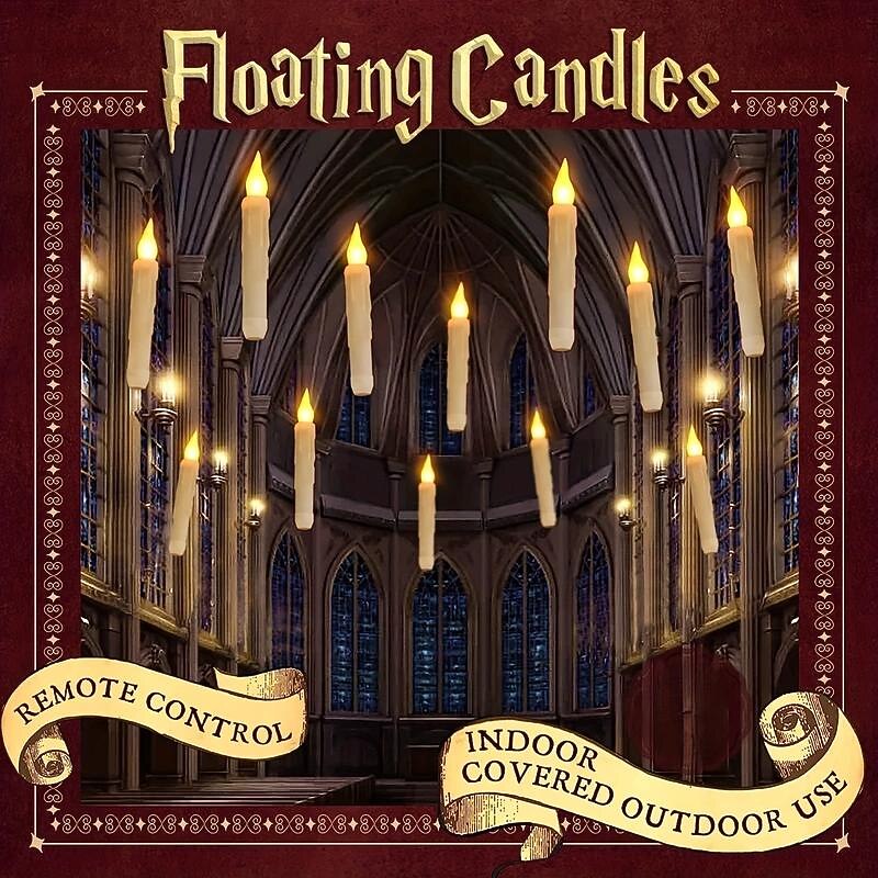 12pcs Floating LED Candles Flickering Remote Controlled for Halloween and Christmas Decorations Indoor Home, Room, Classroom, and Bedroom