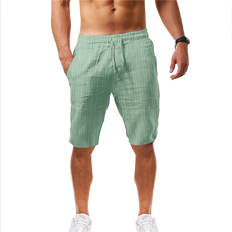 Men's Shorts Summer Shorts Beach Shorts Casual Shorts Drawstring Elastic Waist Straight Leg Stripe Comfort Breathable Short Casual Daily Holiday Fashion Classic Style Black White2