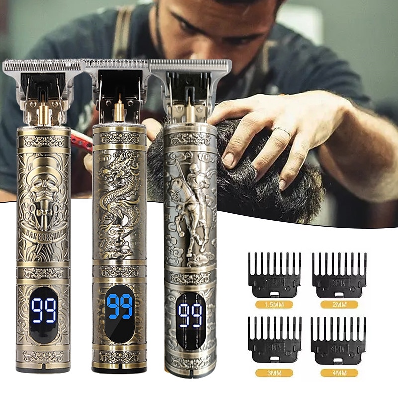 Professional Rechargeable Electric Hair Cutting Machine for Men - Vintage T9 Clipper with Barber Trimmer and Shaver - Perfect for Home and Salon Use