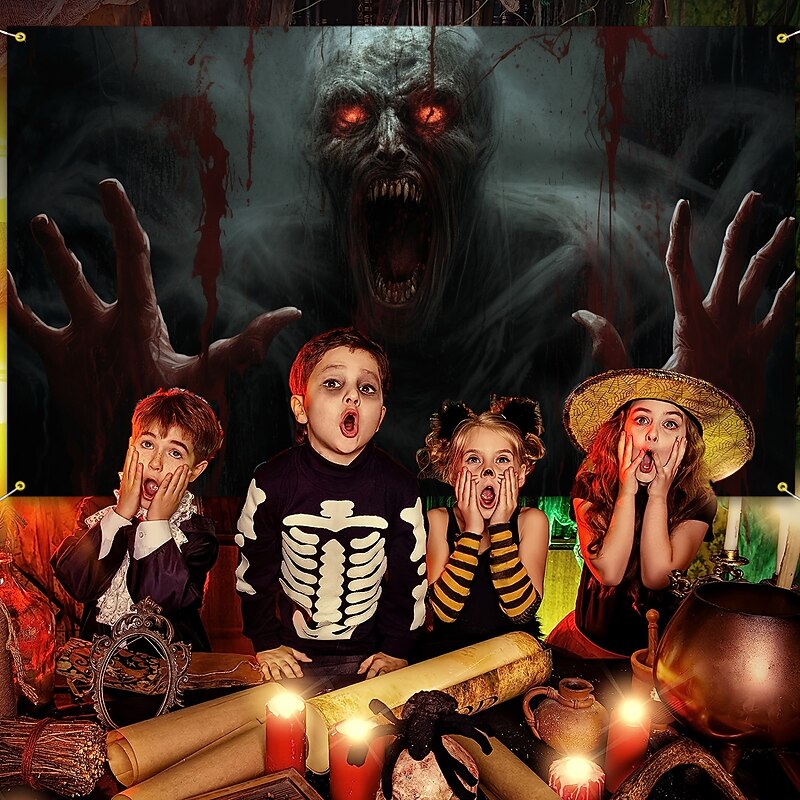 Halloween Horror Hanging Tapestry Zombie Wall Art Large Tapestry Mural Decor Photograph Backdrop Blanket Curtain Home Bedroom Living Room Decoration Halloween Decorations4