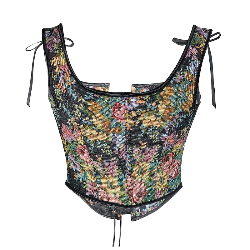 Retro Vintage Floral Vest Cosplay Drawstring Flower Fancy Dress Women's Carnival Masquerade Party Party / Evening Carnival of Venice Adults' Vest4