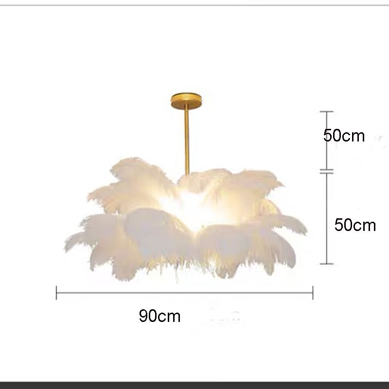 LED Pendant Light Chandelier Gorgeous Extra Large 90cm Ostrich Feather Bouquet Pendant Light Romantic Mounted Lighting Fixture for Restaurant Bedroom Chain NOT Adjustable 110-240V4