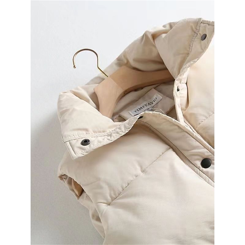 Women's Puffer Vest Winter Crop Vest Lightweight Sleeveless Warm Outerwear with Pockets Outdoor Street Thermal Warm Windproof Comtemporary Stylish Casual Jacket Sleeveless Solid Color white Black4