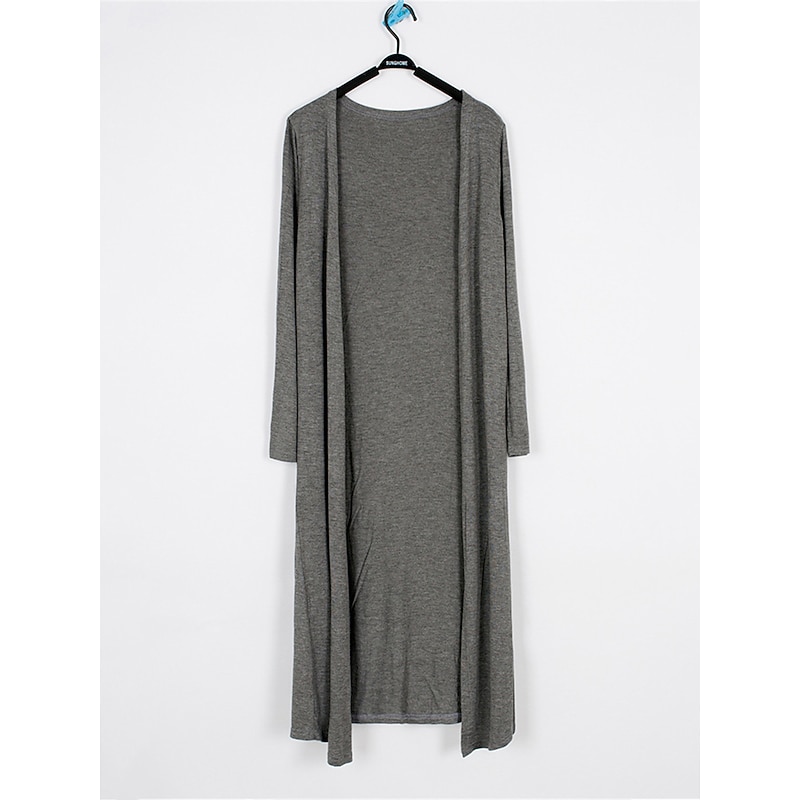 Women's Cardigan Sweater Stylish Casual Soft Solid Color Ribbed Open Front Oversized Long Sleeve Long Tops Knit Daily Going out Weekend Black White Summer Fall