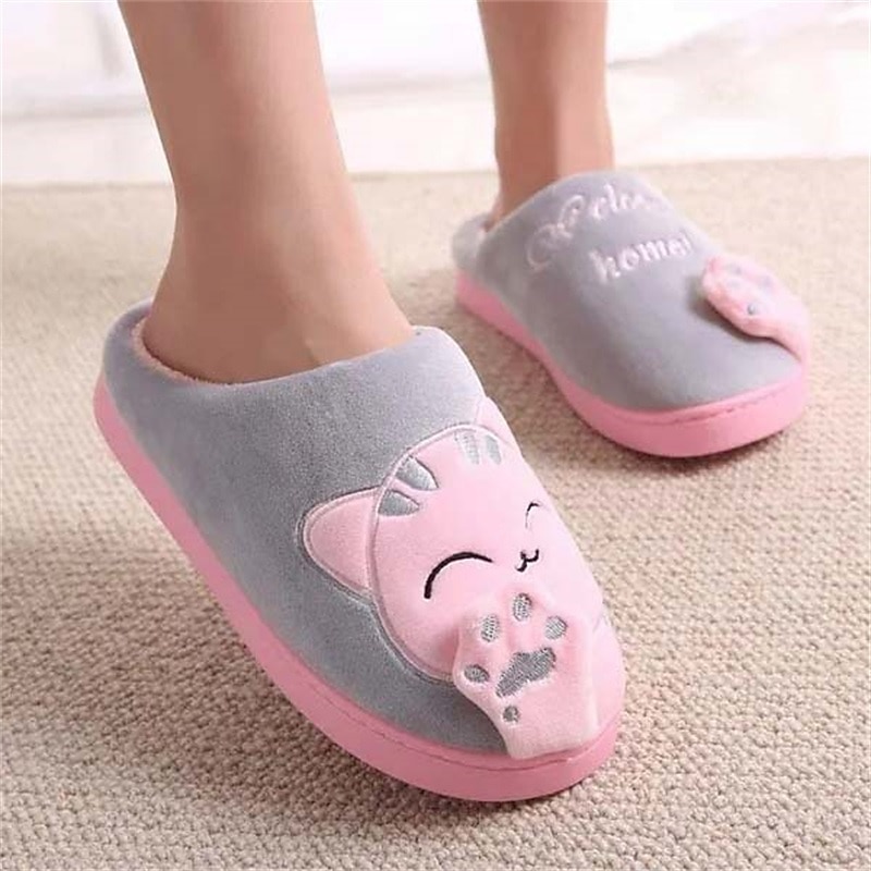 Women's Cute Cat Slippers with Plush Lining for Indoor Comfort - Welcome Home Design4