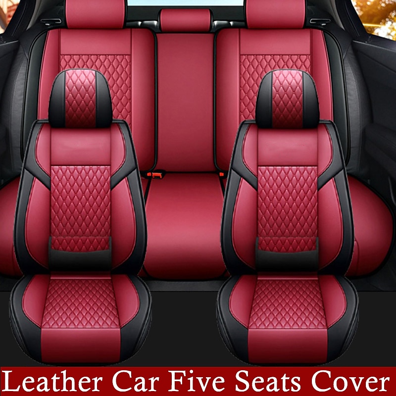 Car Seat Cover Universal Auto PU Leather, Five Seats, Breathable Seat Pad Cushion, Car Accessories for Most Models