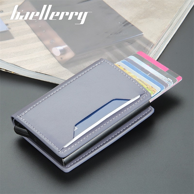 Baellerry Men's Aluminum Box Anti-magnetic Anti-theft Card Case Rfid Short Automatic Pop Card Type Female Card Set