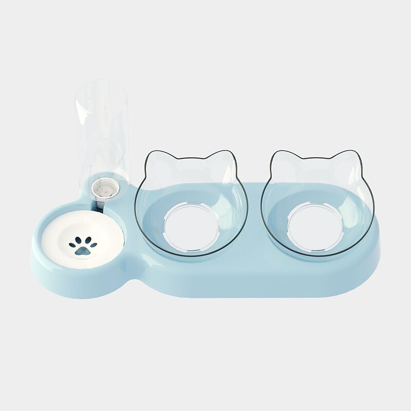 Pet Cat Bowl Automatic Feeder 3-in-1 Dog Cat Food Bowl With Water Fountain Double Bowl Drinking Raised Stand Dish Bowls For Cats2