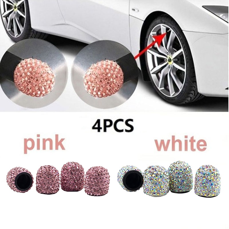 4pcs Diamond Car Tire Valve Caps Shining Dust-proof Wheel Valve Cover Vehicle Bling Crystal Valve Cap Car Styling Accessories3