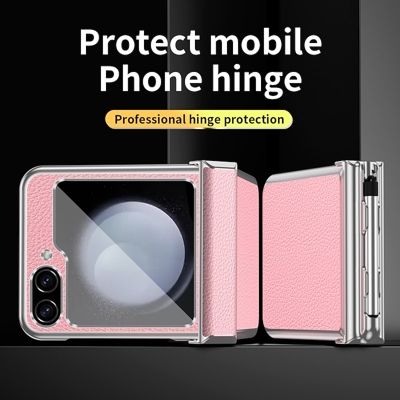 Phone Case For Samsung Galaxy Z Flip 5 Z Flip 4 Z Flip 3 Bumper Leather Portable Auto Sleep / Wake Up Shockproof Glitter Shine PC PU Leather2