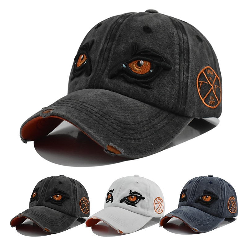 Unisex Baseball Cap Baseball Hat Black White Cotton Embroidery Washed Travel Beach Outdoor Vacation Plain Adjustable Fashion