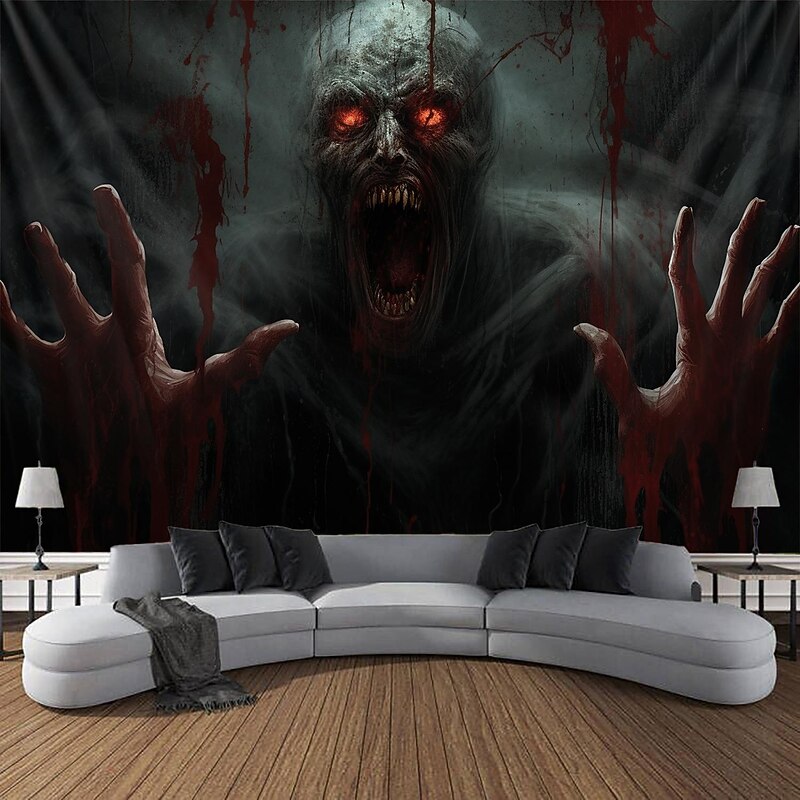 Halloween Horror Hanging Tapestry Zombie Wall Art Large Tapestry Mural Decor Photograph Backdrop Blanket Curtain Home Bedroom Living Room Decoration Halloween Decorations2