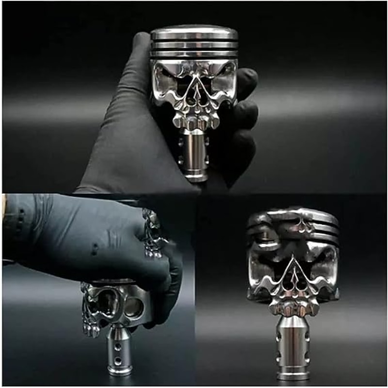 Halloween Decor Metal Skull Shape Stainless Steel Molding Car Gear Shift Knob Cover, Automatic Manual Transmission Shift Knob Selector Fits Most Automatic Vehicles3