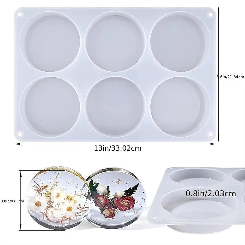 Resin Coaster Molds 6-Cavity Thick Round Coaster Silicone Molds For Resin Casting, Large Coaster Molds For Epoxy Resin DIY Custom Coasters Resin Art Gifts Home Decoration4