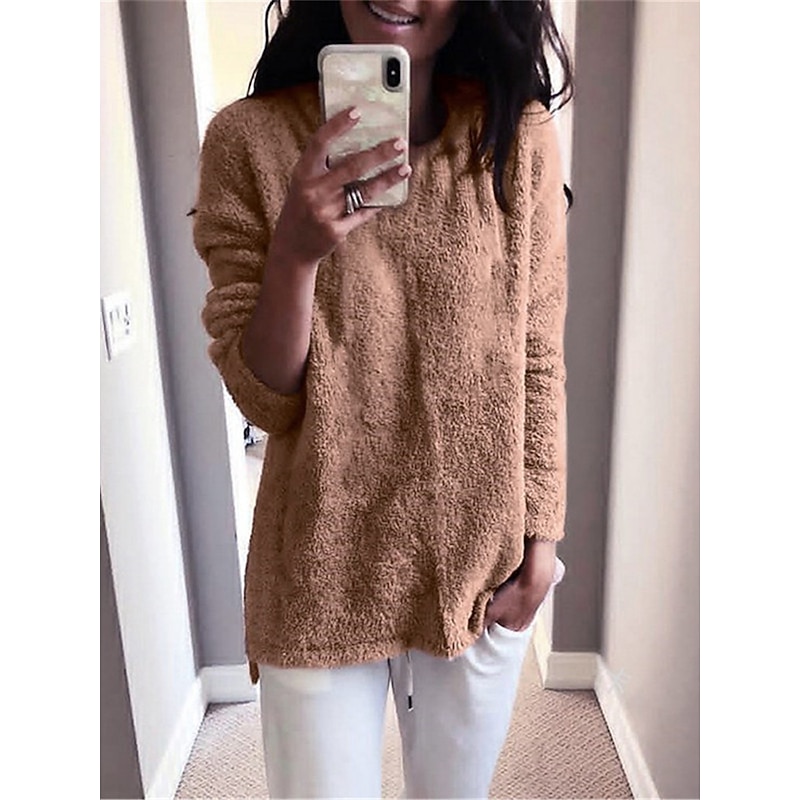 Women's Pullover Sweater Jumper Stylish Casual Soft Solid Color Chunky Turtleneck Oversized Long Sleeve Regular Tops Knit Daily Going out Weekend Black White Fall Winter4