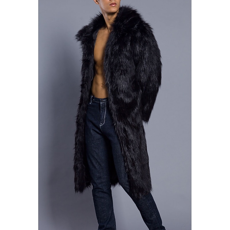 Men's Winter Coat Winter Jacket Fur Coat Daily Wear Vacation Soft Outdoor Pocket Winter Pure Color Warm Ups Comfort Lapel Black White Brown Light Grey Dark Coffee Jacket 19