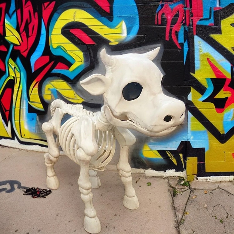 Cow Skeleton Halloween Decoration, 2025 New Halloween Cow Skeleton, Cow Skull Halloween Haunted Skeleton, Halloween Decorative Prop3