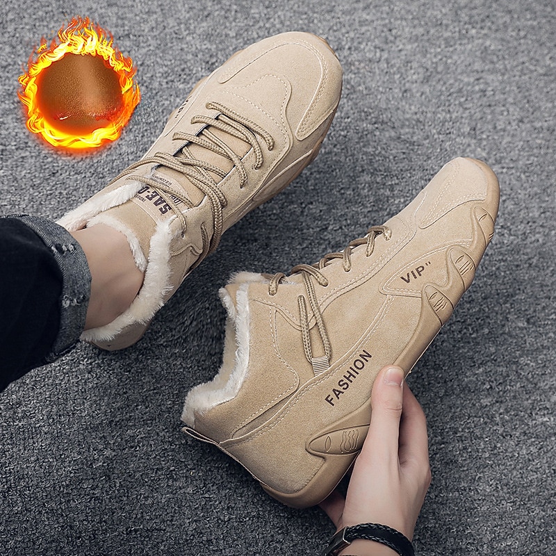 Men's Warm Winter High-Top Sneakers - Fashionable and Durable Thermal Fur-Lined Shoes with Non-Slip Sole for Outdoor and Casual Wear3