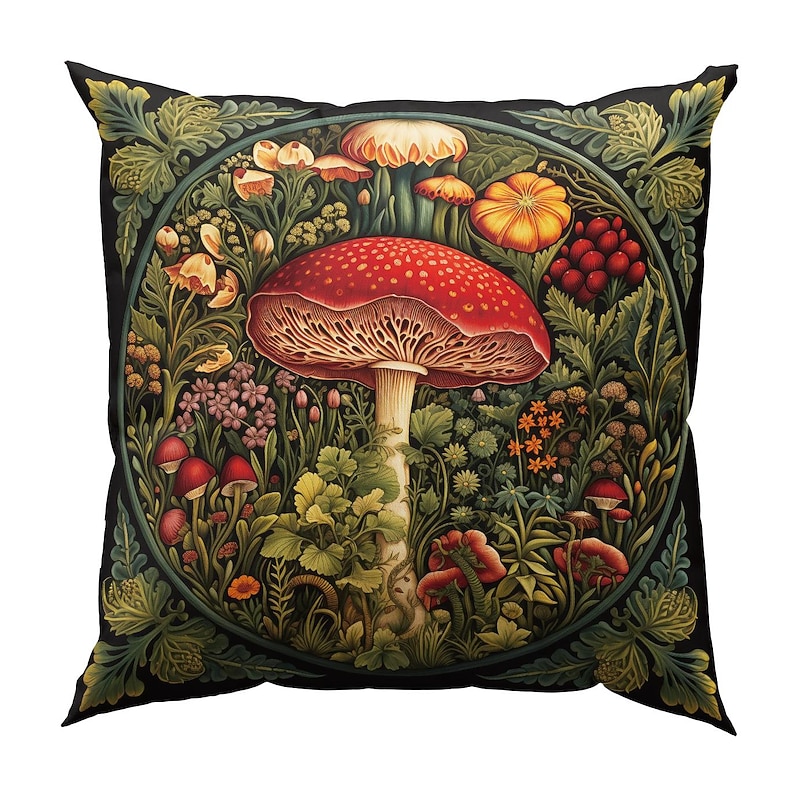 Double Side Pillow Cover 1PC Fantasy Mushroom Soft Decorative Square Cushion Case Pillowcase for Bedroom Livingroom Sofa Couch Chair4