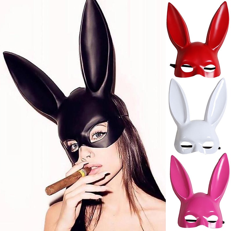 Bunny Mask Rabbit Half Face Mask Sexy Costume Easy Halloween Costumes for Birthday Party Easter Halloween