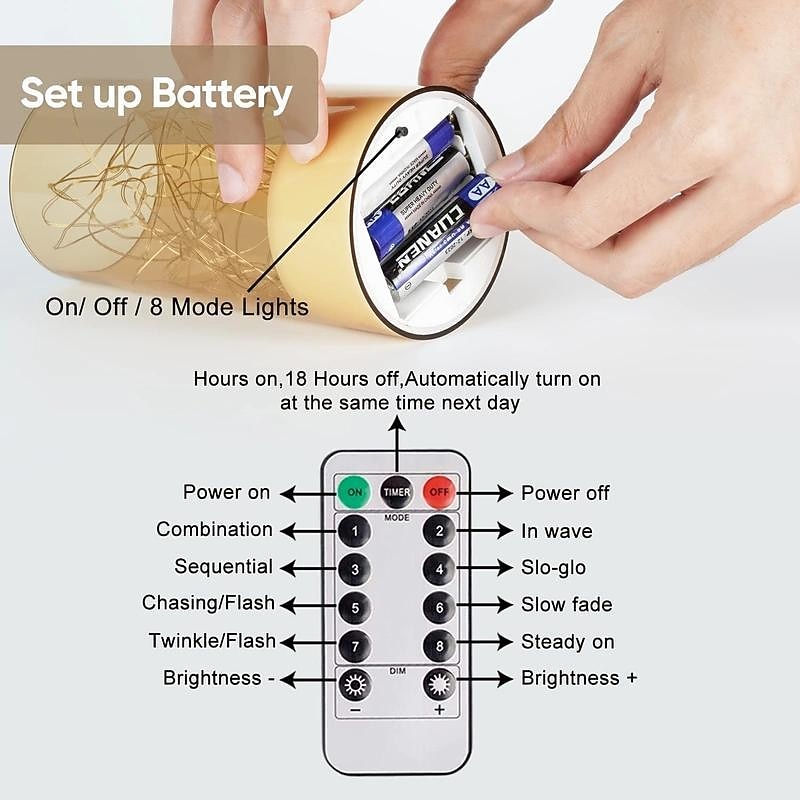 3pcs/Set Acylinder Flameless Candles With Remote, Embedded String Lights & Timer - Perfect for Halloween Decor & Home Decor4