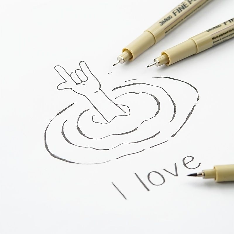 12Pcs Line Markers Plastic Drawing Pens Fine Point Line Painting Pens Compatible Writing Painting 005 01 02 03 04 05 08 Brush Different Tip Black Fineliner Sketching Pen4