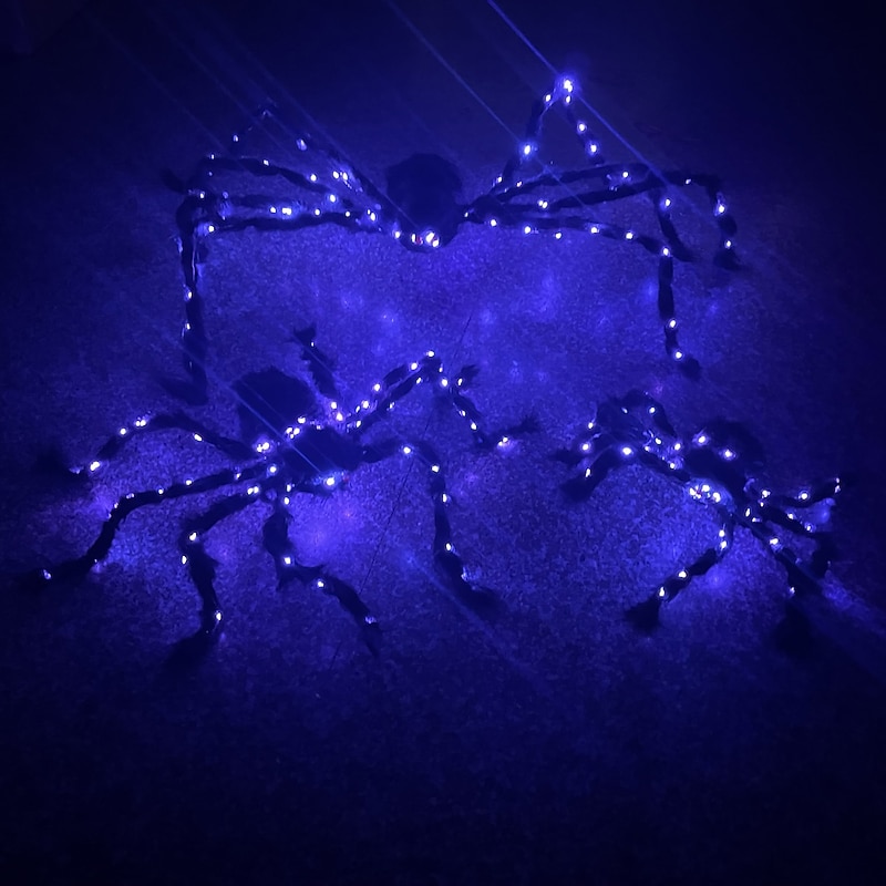 Halloween Spider, Waterproof Purple Web Light, Spider Halloween Decorations, for House, Garden, Indoor Outdoor, Horror Theme3