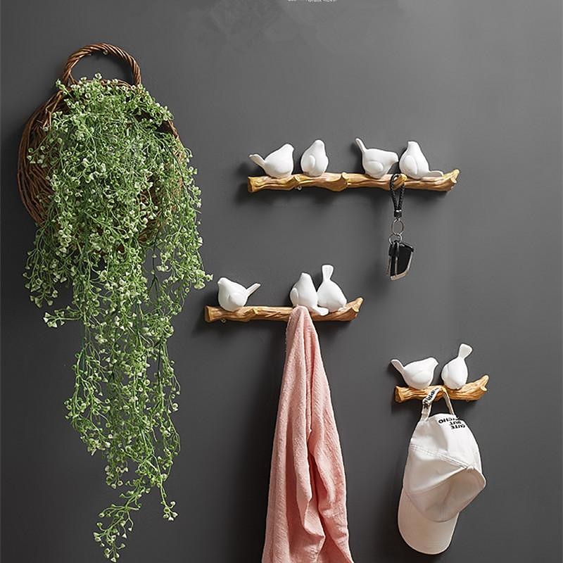 Doves Wall Hook Resin Bird Creative Door Key Wall Coat Hook Coat Rack Wall Decoration Hook Nordic Coat Hook Porch Hanger Decorative Hook2